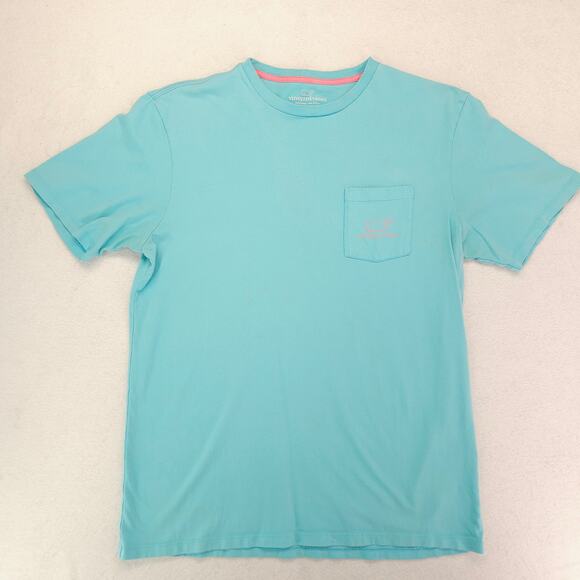 Vineyard Vines Short Sleeve Crew Neck Pocketed T-Shirt Mens Size M Light Blue - Picture 2 of 9